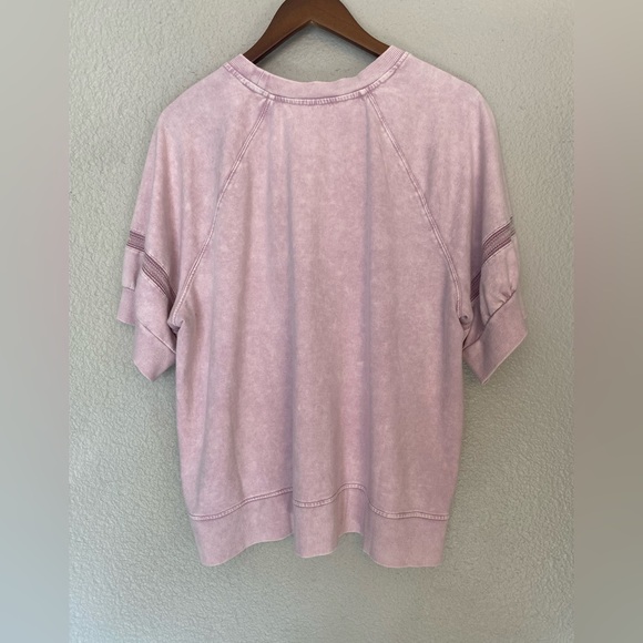 NWT Jane + Delancey Relaxed Short Sleeve Mineral Wash Pink Pullover 1X - Picture 2 of 8
